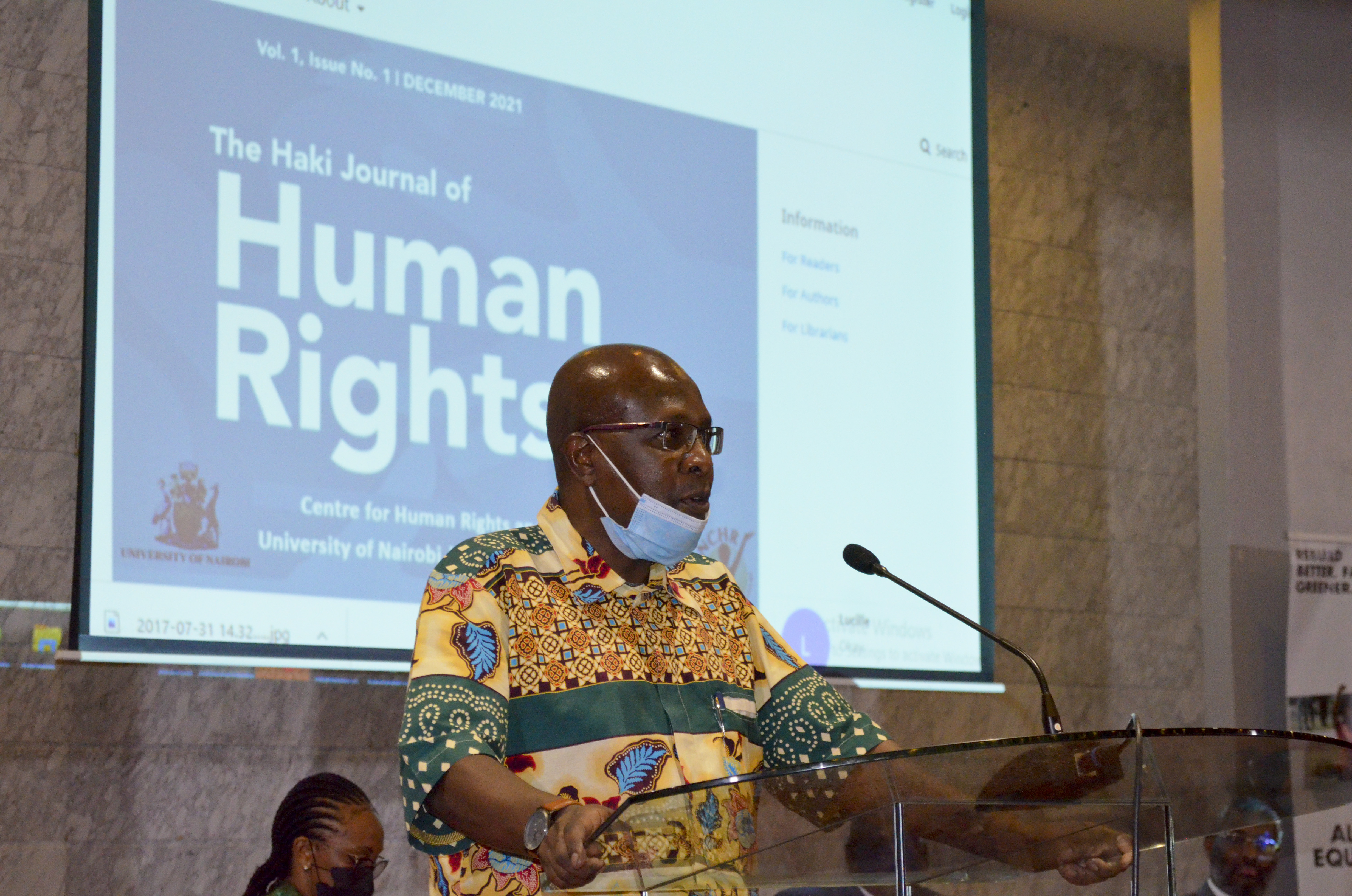 Dr Francis Owakah, Director CHRP, University of Nairobi & Editor Haki Journal speaking during the launch