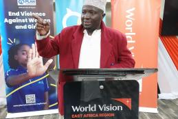 Dr. Hassan Omari Kinyua addressing participants on the role of faith leaders in ending GBV